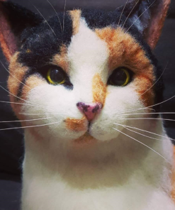 Needle Felting Cat Calico Wool Felted Cat Portraits