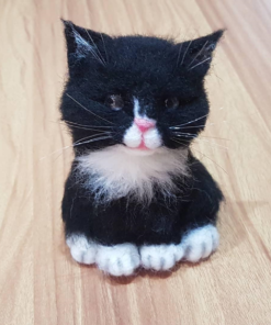 Needle Felted Black Cat Wool Felted Cat Portrait