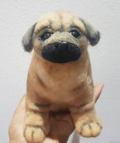 Mini Pug Needle Felted Dog Portrait | Gift for dog lovers