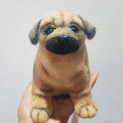 Mini Pug Needle Felted Dog Portrait | Gift For Dog Lovers