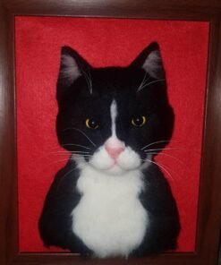 Needle Felted Cat in Frame | Pet Memorial Gift