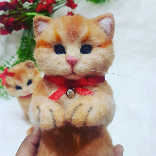 Needle Felted Kitten, Cute Cat Portrait | Cat Lover Gift