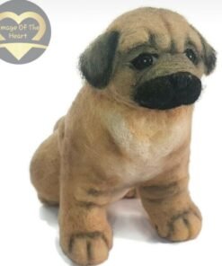 Mini Pug Needle Felted Dog Portrait | Gift for dog lovers