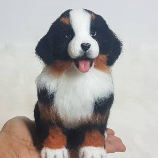 Bernese Mountain Dog Portrait | Needle Felted Dog Figurine