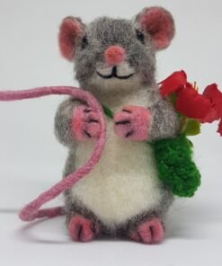 Needle Felted Grey Mouse 1
