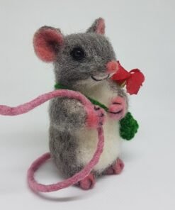 Needle Felted Grey Mouse 6