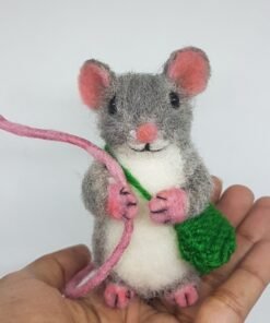 Needle Felted Grey Mouse 8