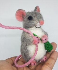 Needle Felted Grey Mouse 9