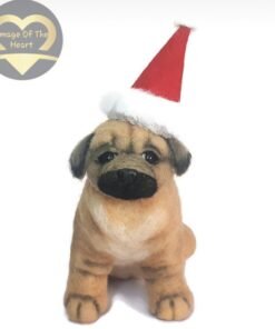 Mini Pug Needle Felted Dog Portrait | Gift for dog lovers