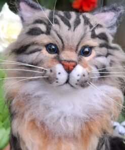 Cute Needle Felted Kitten /Grey tabby cat 2024