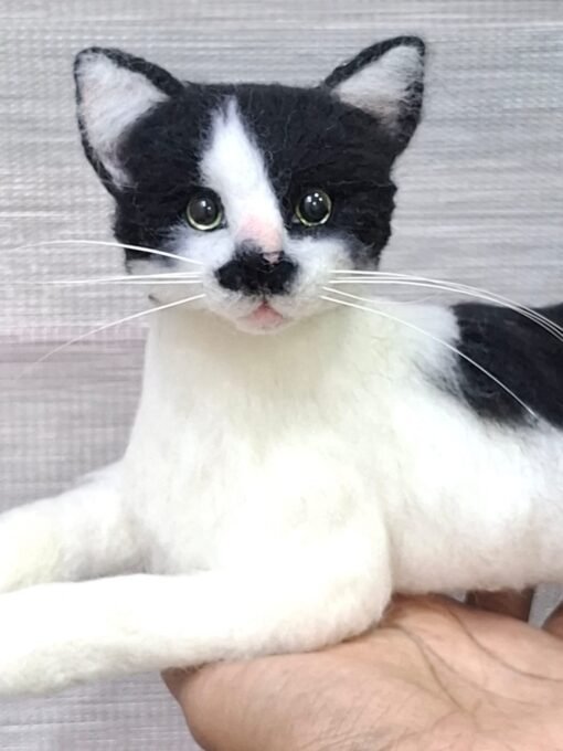 Needle Felted  Cat |Customer Pet Portrait (Tuxedo) - Image 10