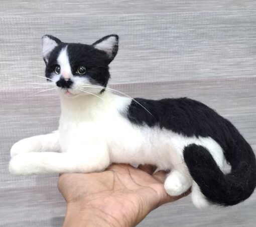 Needle Felted  Cat |Customer Pet Portrait (Tuxedo) - Image 4