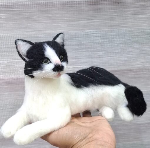 Needle Felted  Cat |Customer Pet Portrait (Tuxedo) - Image 3