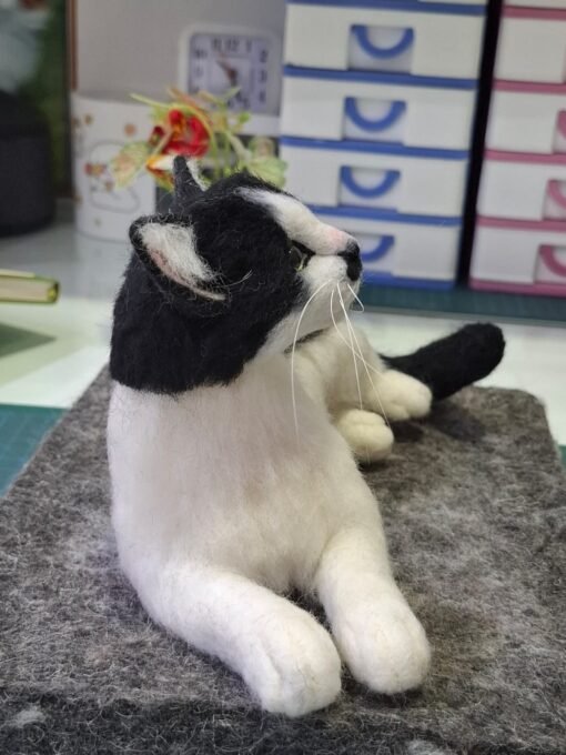 Needle Felted  Cat |Customer Pet Portrait (Tuxedo) - Image 7