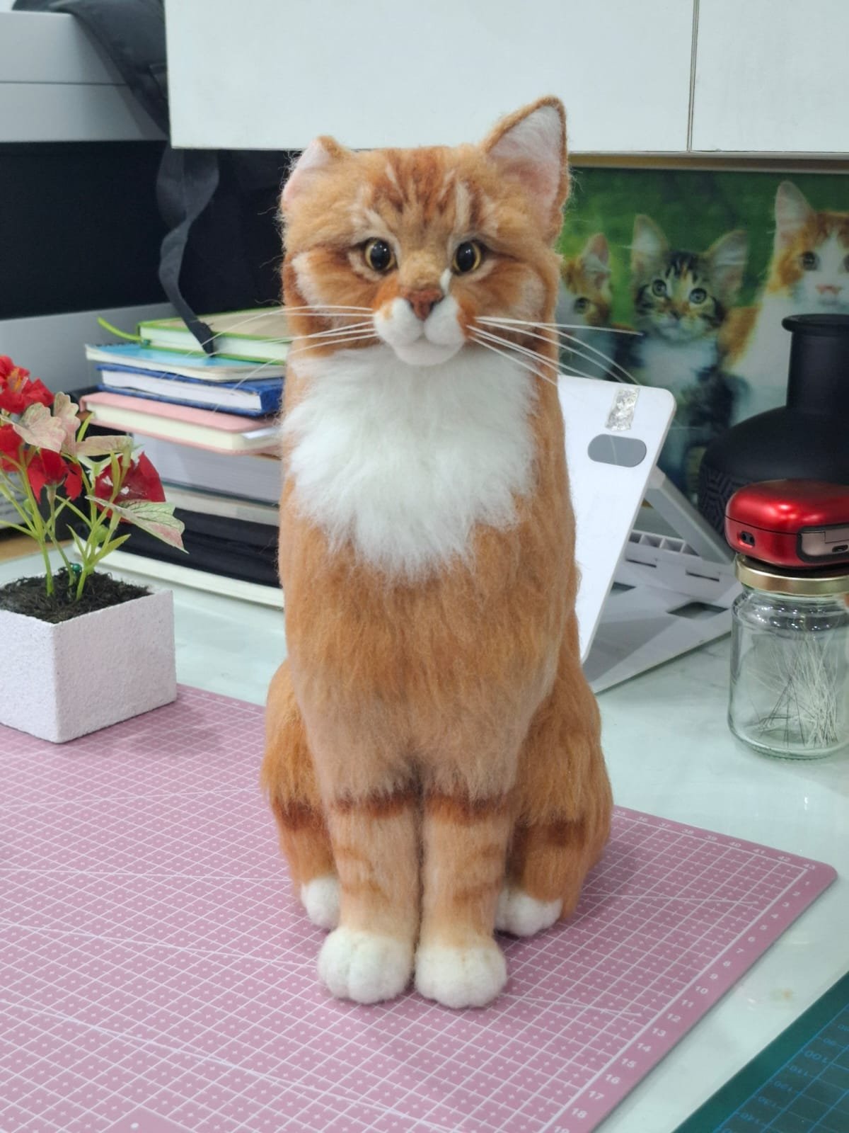 Needle Felted Ginger Cat |Customer Pet Portrait 3 Needle Felted Ginger Cat |Customer Pet Portrait - Image 3